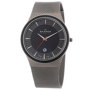 Skagen 234XXLT Carbon Fiber Dial Titanium Mesh Men